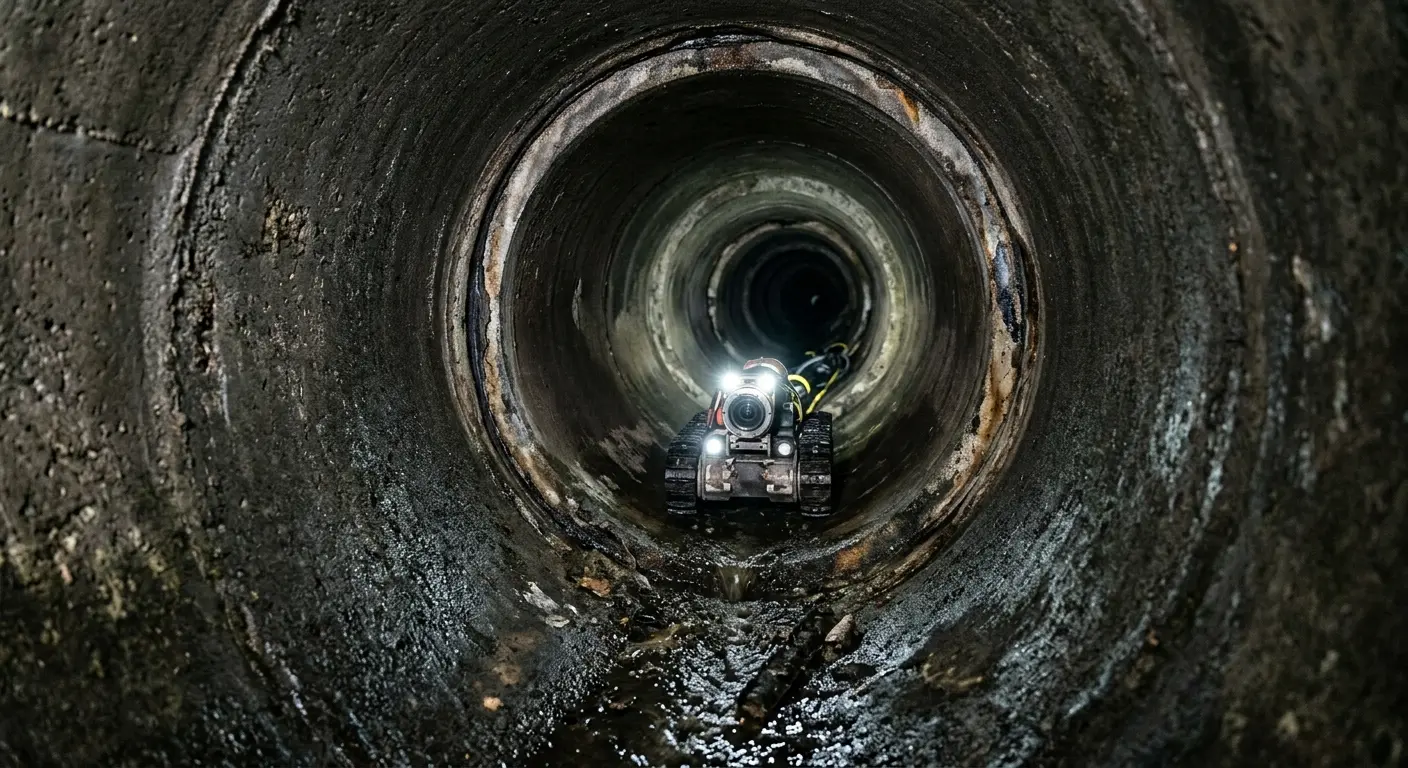 Robotic sewer camera inspecting pipe interior for Sewer Line Repair in Laurens